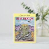 Souvenir New Mexico Southwest Animal Cactus Art Postkarte (Stehend Vorderseite)