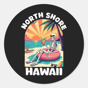 Souvenir von North Shore Oahu Hawaii Hawaiian Surf Runder Aufkleber