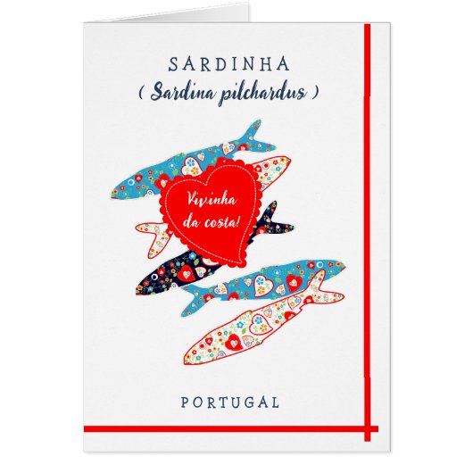 Souvenirkarte für portugiesische Sardinen (Vorne)