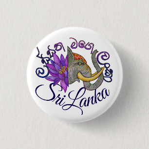 Souvenirs aus Sri Lanka mit Elephant und Lotus Button