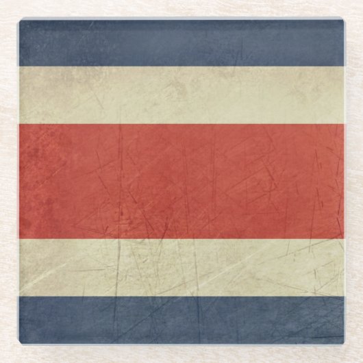 Souveräne Staatsflagge des Grunge von Costa Rica Glasuntersetzer (Vorderseite)