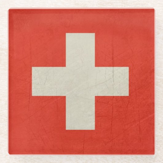 Souveräne Staatsflagge des Grunge von der Schweiz Glasuntersetzer (Vorderseite)