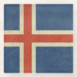 Souveräne Staatsflagge des Grunge von Island Glasuntersetzer
