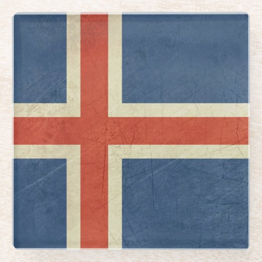 Souveräne Staatsflagge des Grunge von Island Glasuntersetzer (Vorderseite)