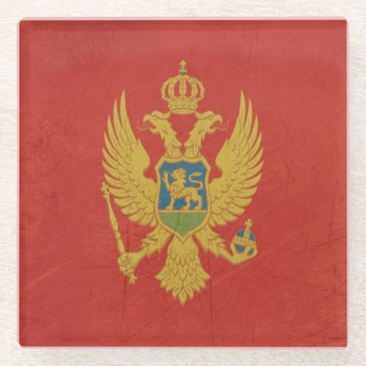 Souveräne Staatsflagge des Grunge von Montenegro Glasuntersetzer (Vorderseite)