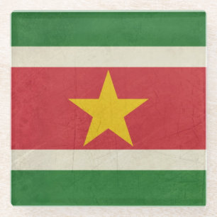 Souveräne Staatsflagge des Grunge von Surinam Glasuntersetzer