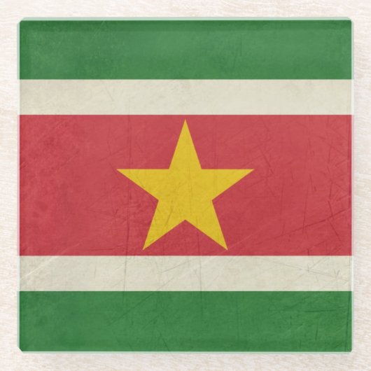 Souveräne Staatsflagge des Grunge von Surinam Glasuntersetzer (Vorderseite)