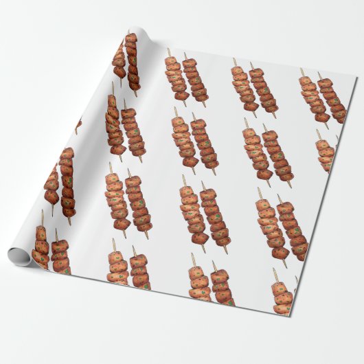 Souvlaki Fleisch Schweinefleisch Skewer Griechisch Geschenkpapier (Ungerollt)
