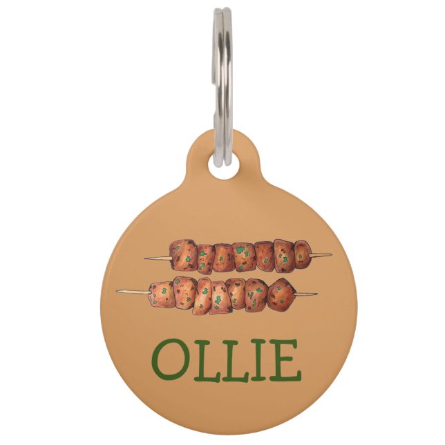 Souvlaki Fleisch Schweinefleisch Skewer Griechisch Haustiermarke (Vorderseite)