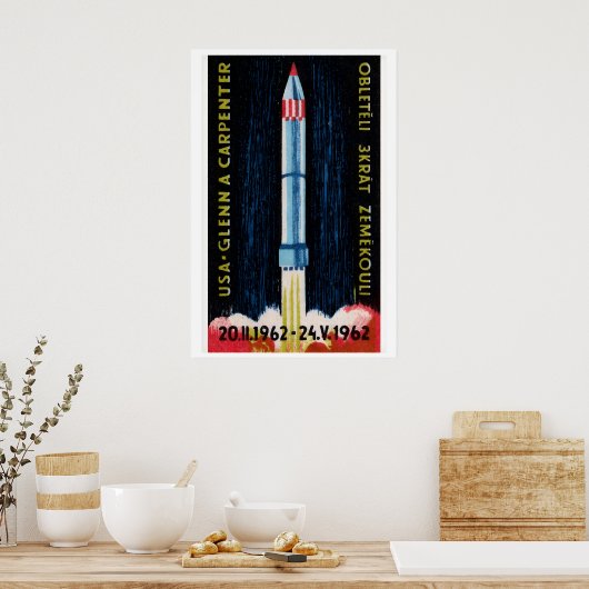 Soviet Rocket Launch 1962 Astronaut - Matchbox Poster (Küche)