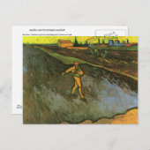 Sower, Arles in Background(F575a)Van Gogh Fine Art Postkarte (Vorne/Hinten)