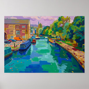 Sowerby Bridge Kanalbassin im fauvistischen Stil G Poster
