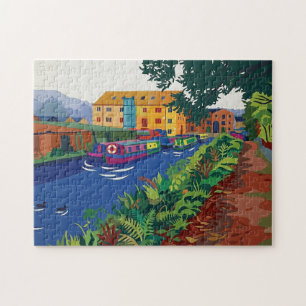 Sowerby Bridge Kanalbassin im fauvistischen Stil G Puzzle