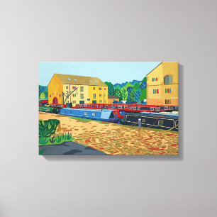 Sowerby Bridge Kanalbassin-Kunst Leinwanddruck