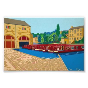 Sowerby Bridge Kanalbassin Matisse-Stil-Kunst Fotodruck
