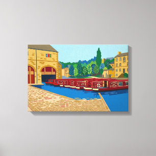 Sowerby Bridge Kanalbassin Matisse-Stil-Kunst Leinwanddruck