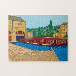 Sowerby Bridge Kanalbassin Matisse-Stil-Kunst Puzzle