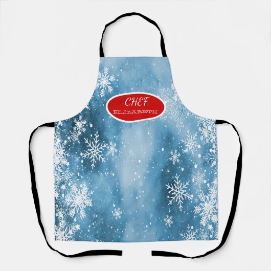 Sowflakes Blue Holiday Schürze (Vorderseite)