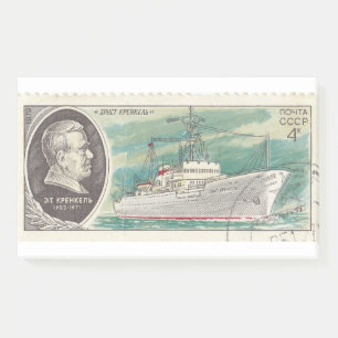 Sowjetische Briefmarke mit dem Schiff Ernest Krenk Post-it Klebezettel