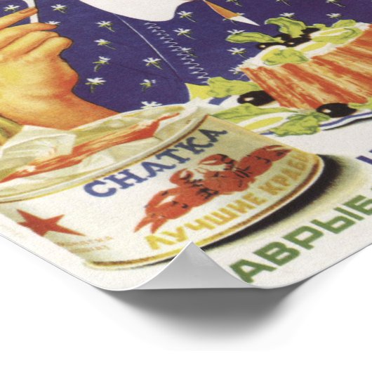 Sowjetische Meeresfrüchte-Werbung Poster (Ecke)