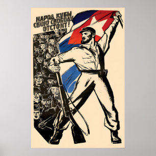 Sowjetische Propagandaplakat Das Volk Kubas wird Poster