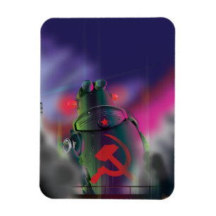 Sowjetischer Science-Fiction-Roboter-Druck. Magnet