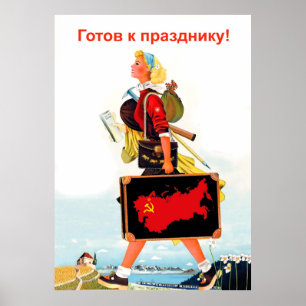 Sowjetisches Mädchen bereit für einen Urlaub in Ru Poster