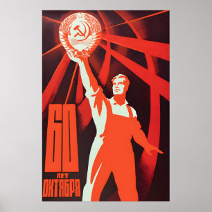 Sowjetisches Propagandaplakat – 60 Jahre Oktober Poster