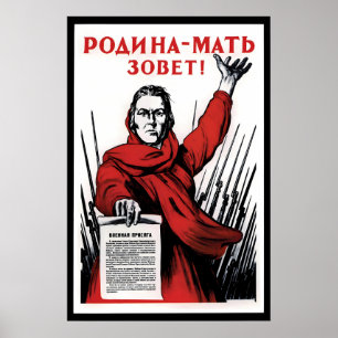 Sowjetisches Propagandaplakat -Die Heimat ist Poster