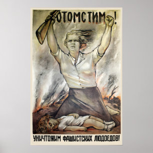 Sowjetisches Propagandaplakat  Rache! Lasst uns Poster