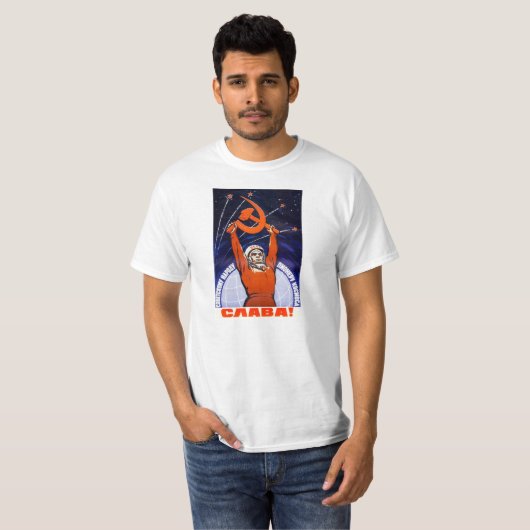 Sowjetisches Raum-Propaganda-Plakat-Shirt T-Shirt (Vorne ganz)