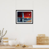 Sowjetisches Raumschiff Vollmond-Launchpad-Konzept Poster (Küche)