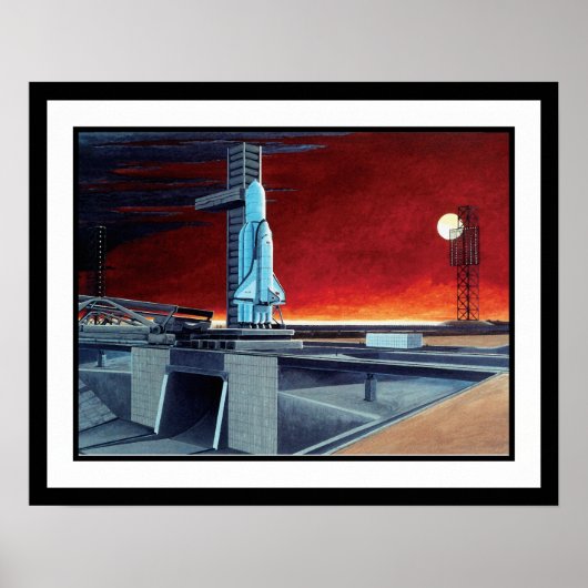 Sowjetisches Raumschiff Vollmond-Launchpad-Konzept Poster (Vorne)