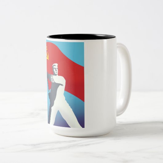 sowjetisches Reiseplakat Zweifarbige Tasse (VorderseiteRechts)