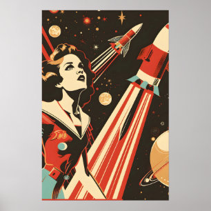 Sowjetisches Weltraumraketenmädchen Poster