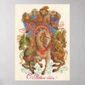 Sowjetkarte mit der Neujahrskavallerie Poster (Vorne)