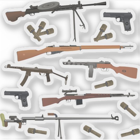 Sowjetunion 2 Waffen Aufkleber (Vorderseite)