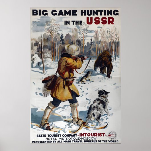 Sowjetunion Reiseplakat Großwildjagd in Poster (Vorne)