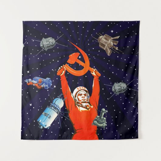 Sowjetwelle - sowjetische Weltraumkunst Wandteppich (Vorderseite)