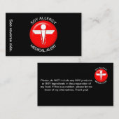 SOY Allergy Medical Alert Card Visitenkarte (Vorne/Hinten)