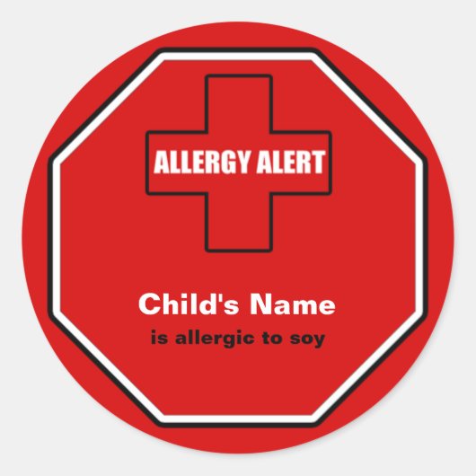 Soy Allergy Medical Alert Custom ml Aufkleber (Vorderseite)