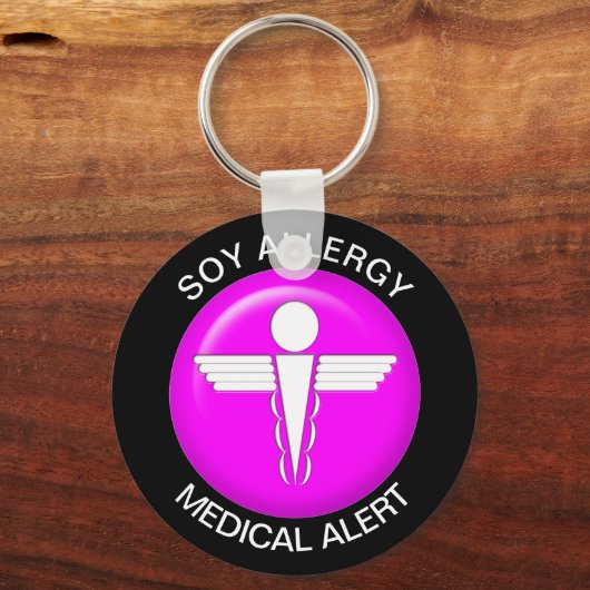Soy Allergy Medical Alert Pink Schlüsselanhänger (Vorderseite)