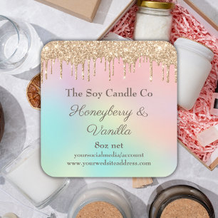 Soy Candle Drilling Rose Gold Glitzer 3 Zoll Quadratischer Aufkleber