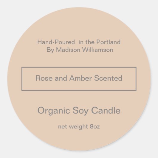 Soy Candle | Einfach rot und grau Runder Aufkleber (Vorderseite)