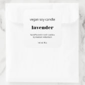 Soy Candle | Einfache schwarz-weiß, 3 Zoll Quadratischer Aufkleber (Tasche)