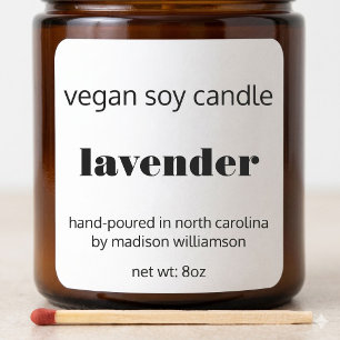 Soy Candle   Einfache schwarz-weiß, 3 Zoll Quadratischer Aufkleber