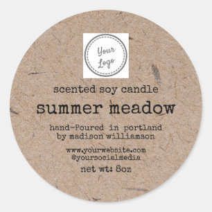 Soy Candle   Kraft-Papier  Logo 3 Zoll hinzufügen Runder Aufkleber