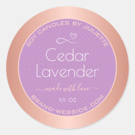 Soy Candles Packing Labels Rose Gold und Lilac Runder Aufkleber