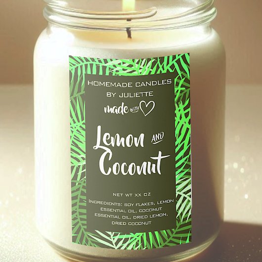 Soy Candles Tropical Blätter Green Leaf Packung Lebensmitteletikett