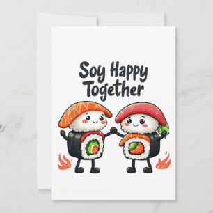 Soy glücklich zusammen Sushi Kawaii japanisches Es Feiertagskarte